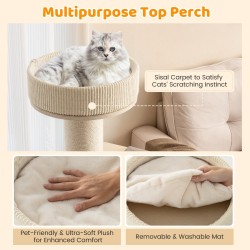 Monikerroksinen harmaa kissatorni sisalilla ja pestävillä osilla