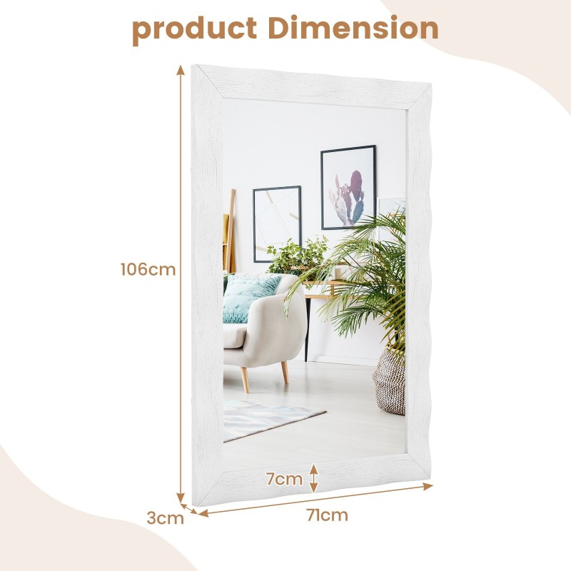 Maalaisromanttinen valkoinen seinäpeili kumipuusta