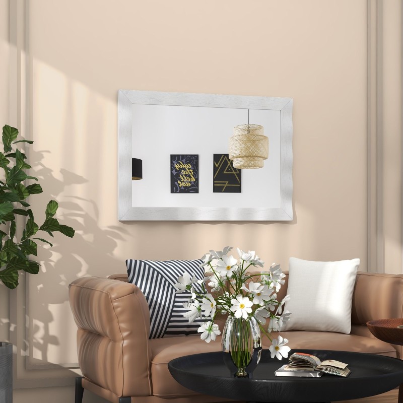 Maalaisromanttinen valkoinen seinäpeili kumipuusta