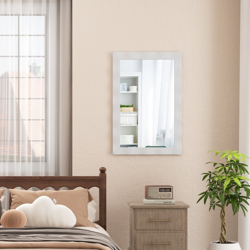 Maalaisromanttinen valkoinen seinäpeili kumipuusta