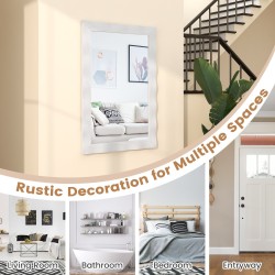 Maalaisromanttinen valkoinen seinäpeili kumipuusta