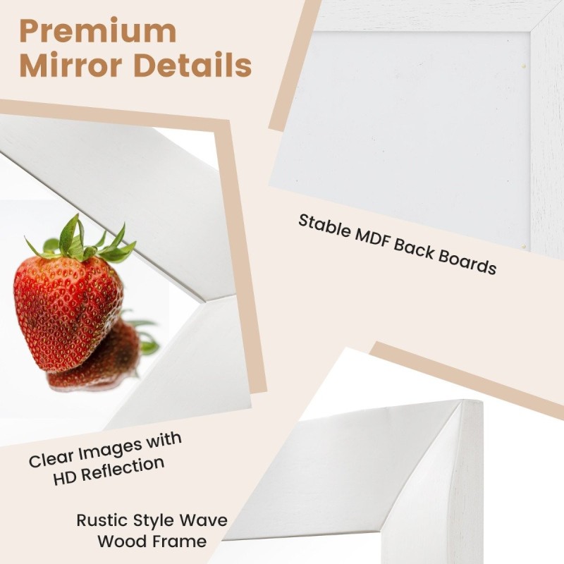 Maalaisromanttinen valkoinen seinäpeili kumipuusta