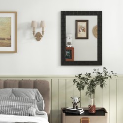 Musta puukehyksinen seinäpeili metallikoukuilla 80x60 cm