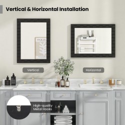 Musta puukehyksinen seinäpeili metallikoukuilla 80x60 cm