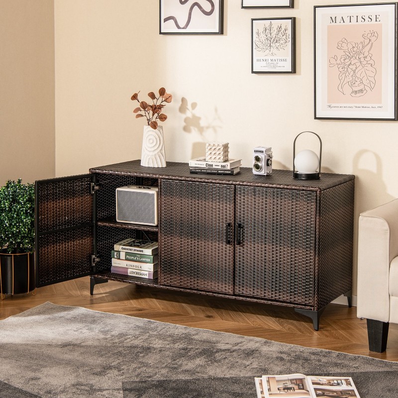 Rottinkinen säilytyskaappi 318L irrotettavilla hyllyillä ruskea