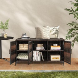 Rottinkinen säilytyskaappi 318L irrotettavilla hyllyillä ruskea