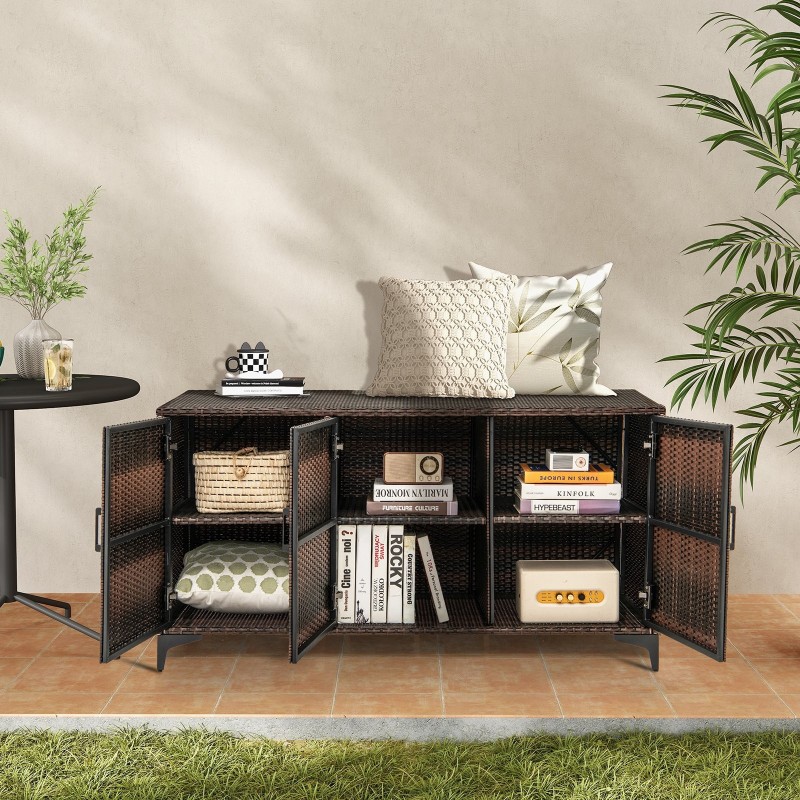 Rottinkinen säilytyskaappi 318L irrotettavilla hyllyillä ruskea