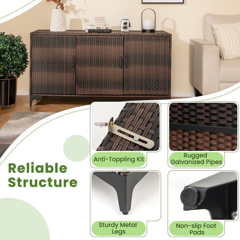 Rottinkinen säilytyskaappi 318L irrotettavilla hyllyillä ruskea