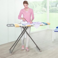 Taitettava silityslauta sininen ja keltainen, 7 korkeutta