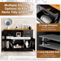 Musta monikäyttöinen säilytyskaappi säädettävillä hyllyillä