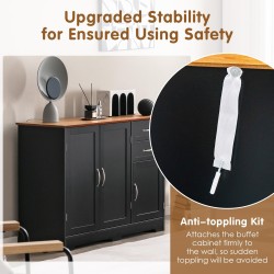 Musta monikäyttöinen säilytyskaappi säädettävillä hyllyillä