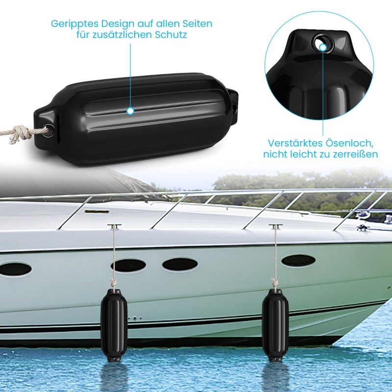 Veneen musta fenderisetti 4 kpl, kestävä PVC-suoja Veneen musta fenderisetti 4 kpl, kestävä PVC-suoja