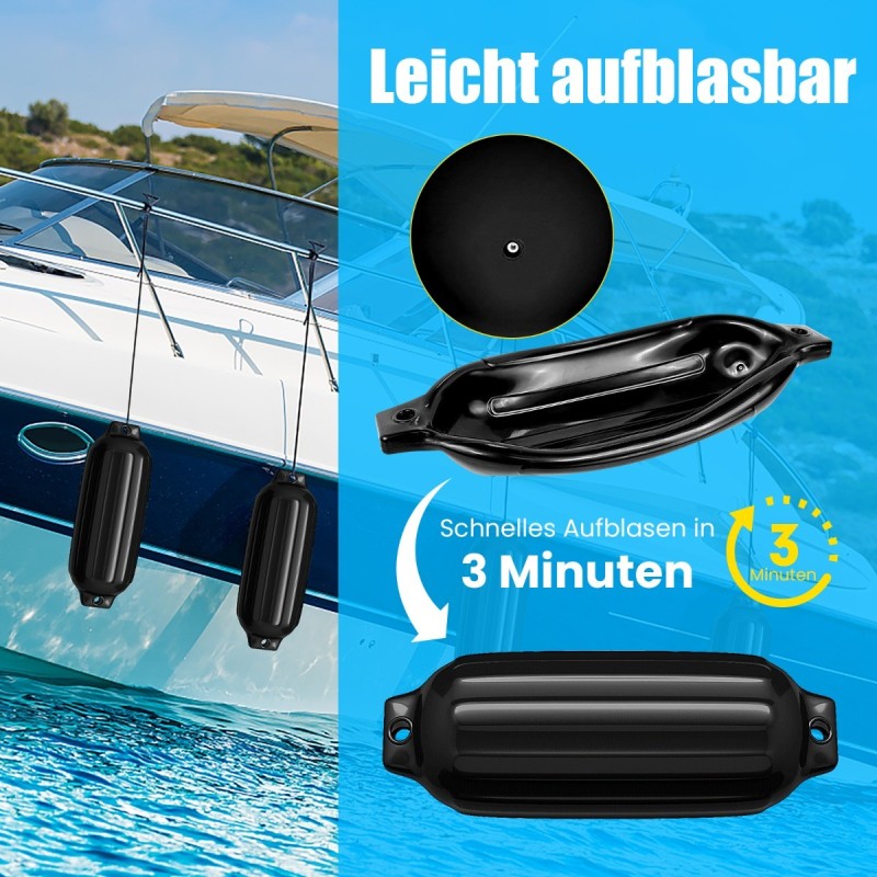 Veneen musta fenderisetti 4 kpl, kestävä PVC-suoja Veneen musta fenderisetti 4 kpl, kestävä PVC-suoja
