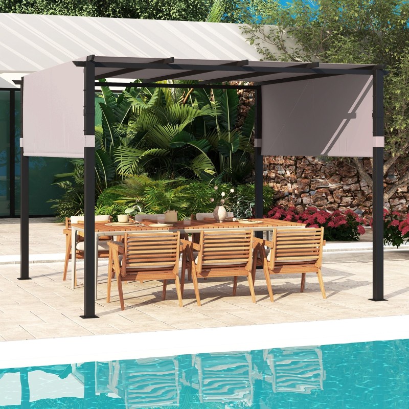 Harmaa pergola 305x305 cm kahdella säädettävällä katoksella Harmaa pergola 305x305 cm kahdella säädettävällä katoksella
