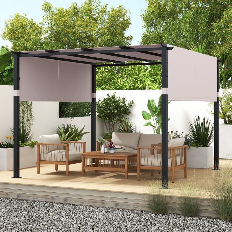 Harmaa pergola 305x305 cm kahdella säädettävällä katoksella Harmaa pergola 305x305 cm kahdella säädettävällä katoksella