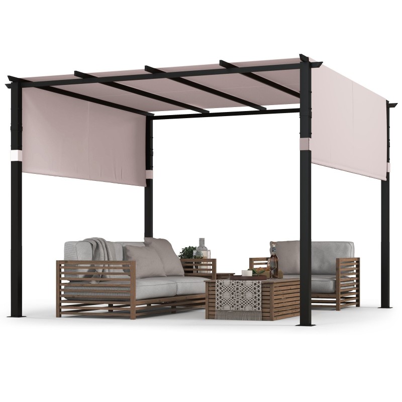 Harmaa pergola 305x305 cm kahdella säädettävällä katoksella Harmaa pergola 305x305 cm kahdella säädettävällä katoksella