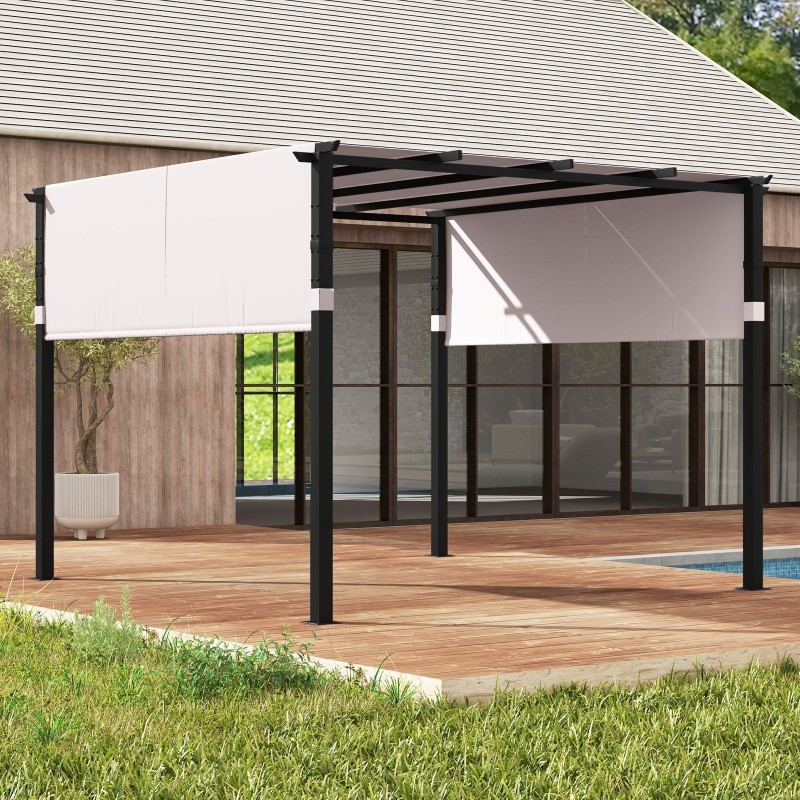 Harmaa pergola 305x305 cm kahdella säädettävällä katoksella Harmaa pergola 305x305 cm kahdella säädettävällä katoksella