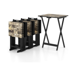 Neljän mustan taittopöydän setti ulko- ja sisäkäyttöön