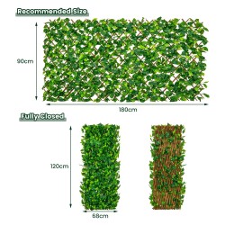 Laajennettava pajuaidan näkösuoja tekokasvilehdillä ulko- ja sisäkäyttöön