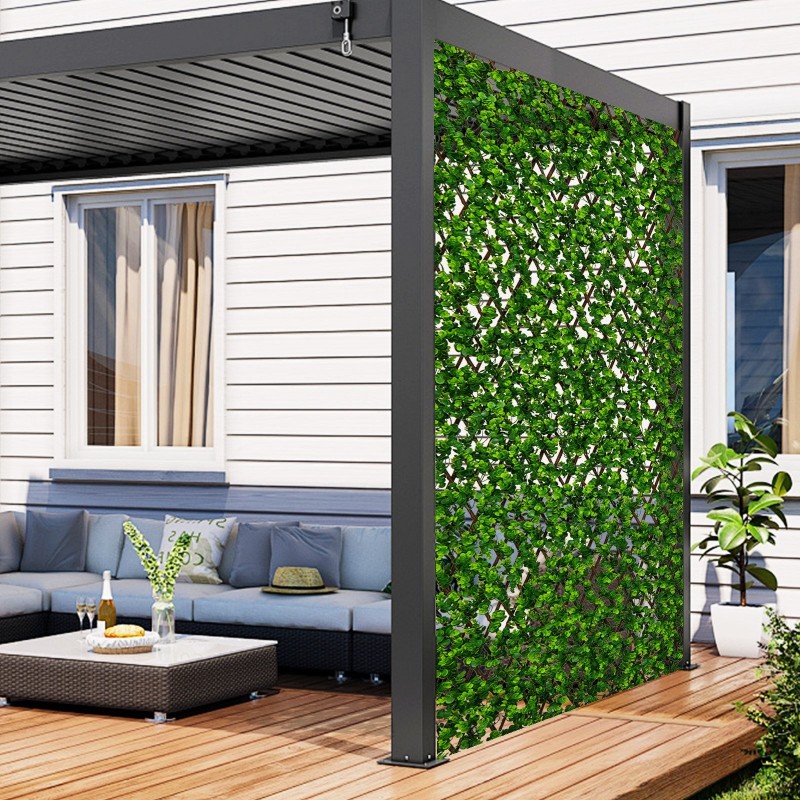 Koristeellinen pajuaidakehys parvekkeelle ja patiolle - vihreä