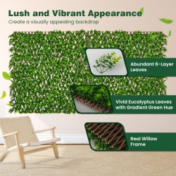 Koristeellinen pajuaidakehys parvekkeelle ja patiolle - vihreä