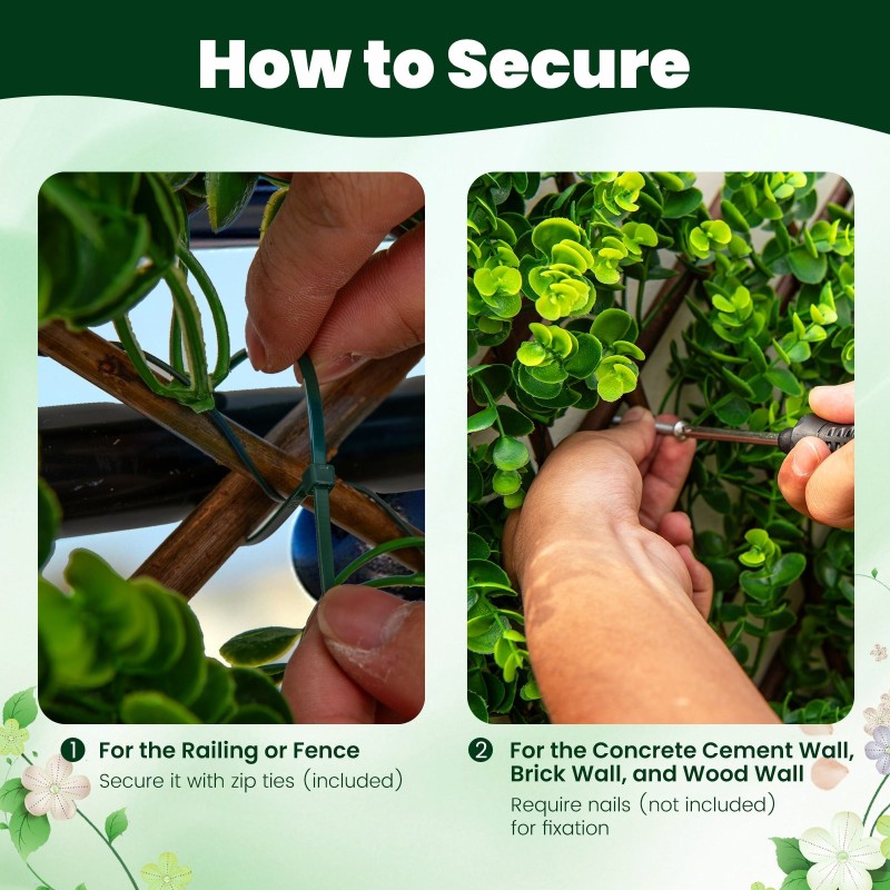 Koristeellinen pajuaidakehys parvekkeelle ja patiolle - vihreä