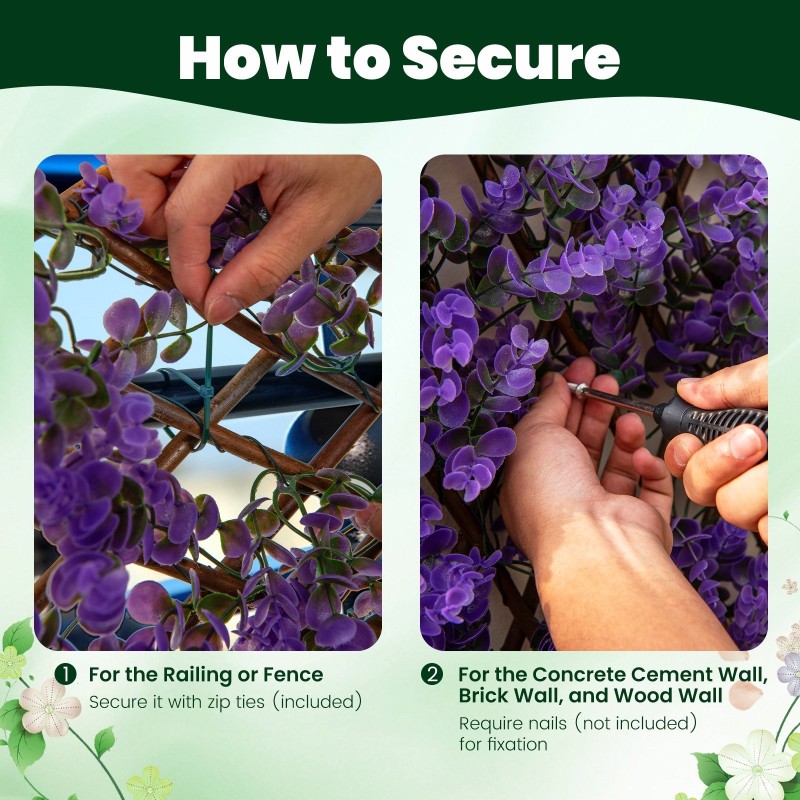 Koristeellinen pajuaidake parvekkeelle ja terassille - lila