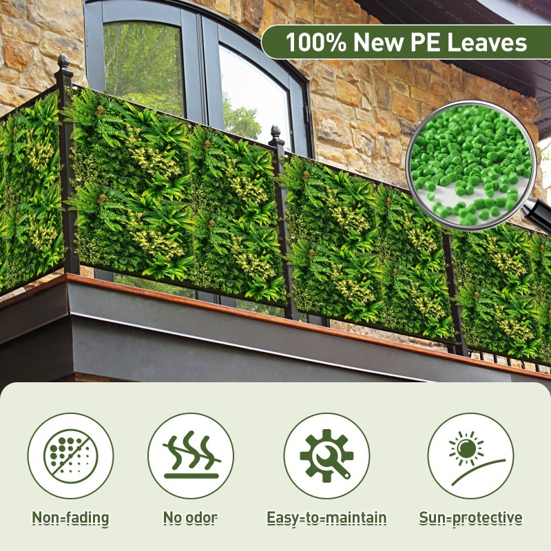 Keinotekoinen vihreä seinäkoriste parvekkeelle ja kotiin