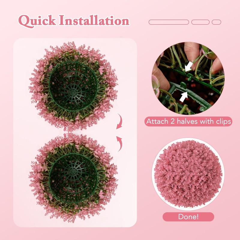 Keinotekoiset eukalyptuspallot 7-kerroksiset vaaleanpunaiset UV-suojatut