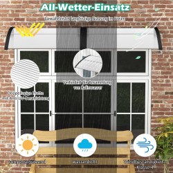 Musta säänkestävä katos 122x99 cm oville ja ikkunoille