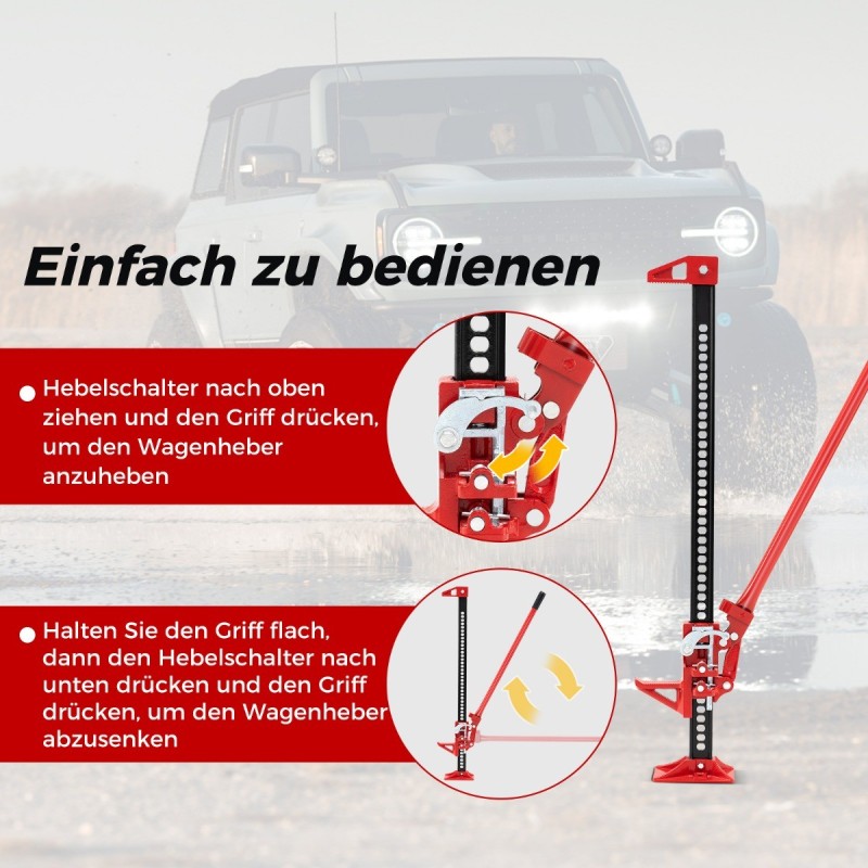 Vahva monikäyttöinen maastoajoneuvonostin 3T, punainen