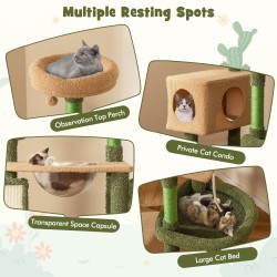 Monitasoinen kaktusmuotoinen kissapuu sisäkissoille vihreä 150 cm