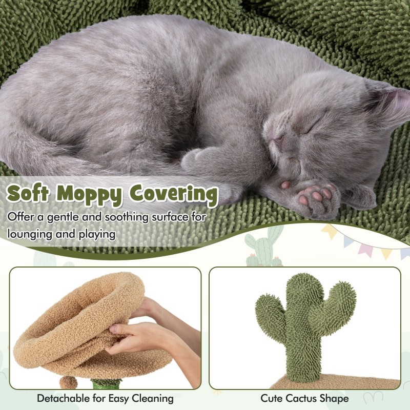 Monitasoinen kaktusmuotoinen kissapuu sisäkissoille vihreä 150 cm