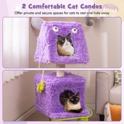 Hassutteleva hirviöteemainen kissatorni kahdella kondolla - lila