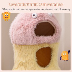 Hassutteleva hirviöteemainen kissatorni kahdella kondolla keltainen