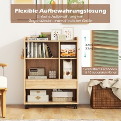 Liikuteltava säilytyskaappi laatikolla ja säädettävillä hyllyillä luonnonväri