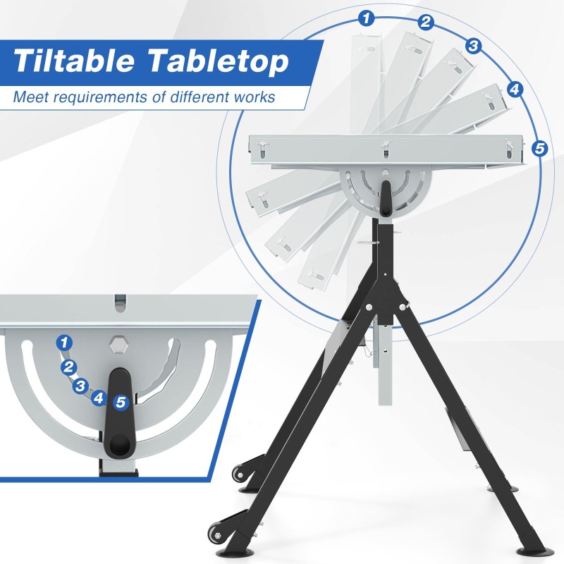 Taitettava hitsauspöytä 76x51 cm, musta, 180 kg kantavuus