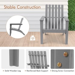 Harmaa adirondack-tuoli akasiapuusta, 160 kg kantavuus Harmaa adirondack-tuoli akasiapuusta, 160 kg kantavuus