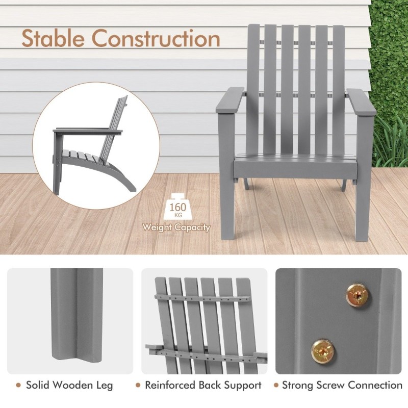 Harmaa adirondack-tuoli akasiapuusta, 160 kg kantavuus Harmaa adirondack-tuoli akasiapuusta, 160 kg kantavuus