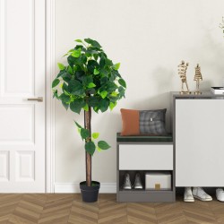 Keinotekoinen hortensiapuu vihreillä realistisilla lehdillä ruukussa