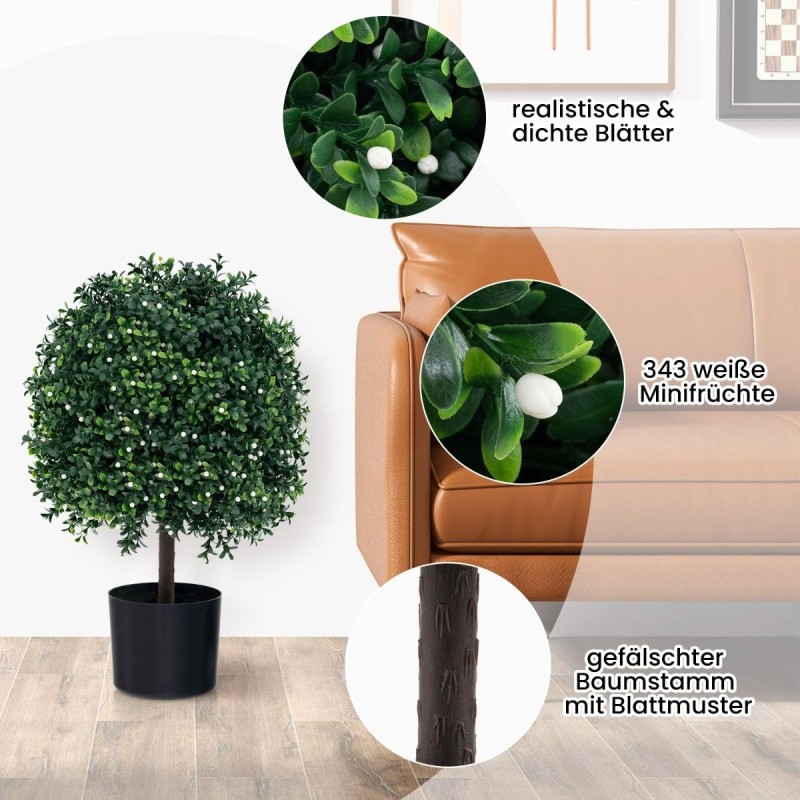 Keinotekoinen puksipuu puutarhapallo UV-suojattu vihreä 2 kpl