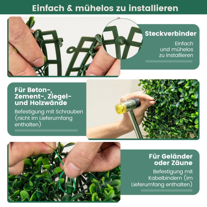 Keinotekoinen pensasaita paneeli vihreä 50x50 cm 12 kpl