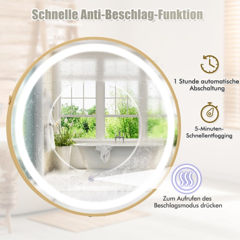 Hopeapeili kylpyhuoneeseen, säädettävä LED-valaistus ja huurteenpoisto