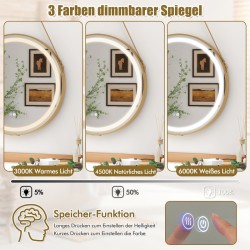 Hopeapeili kylpyhuoneeseen, säädettävä LED-valaistus ja huurteenpoisto