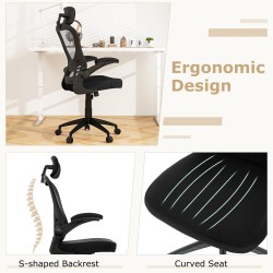 Ergonominen musta verkkotoimistotuoli säädettävällä niskatuella