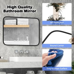 Musta suorakulmainen kylpyhuonepeili särkymättömällä kalvolla