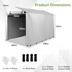 Ulkovarasto harmaa polkupyörille ja työkaluille sääsuoja