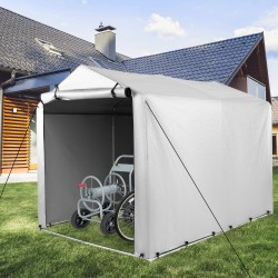 Ulkovarasto harmaa polkupyörille ja työkaluille sääsuoja