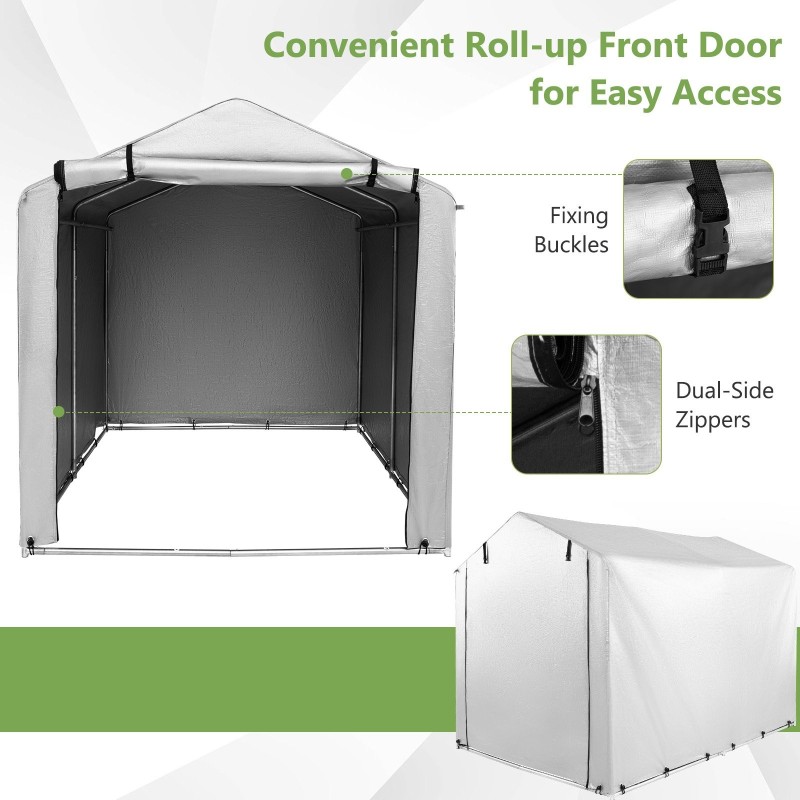 Ulkovarasto harmaa polkupyörille ja työkaluille sääsuoja