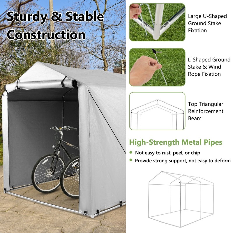 Ulkovarasto harmaa polkupyörille ja työkaluille sääsuoja